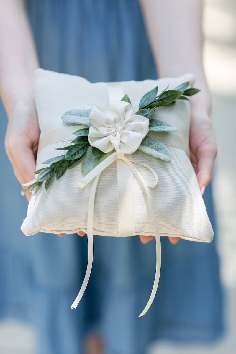Ivory and Floral Wedding Ring Pillow for Ring Bearer
