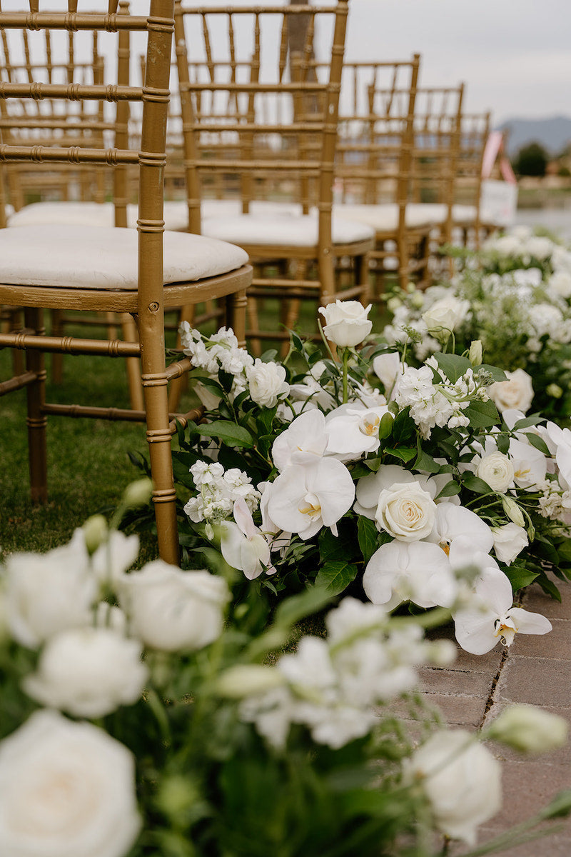 Flowers Line Aisle at Scottsdale Wedding