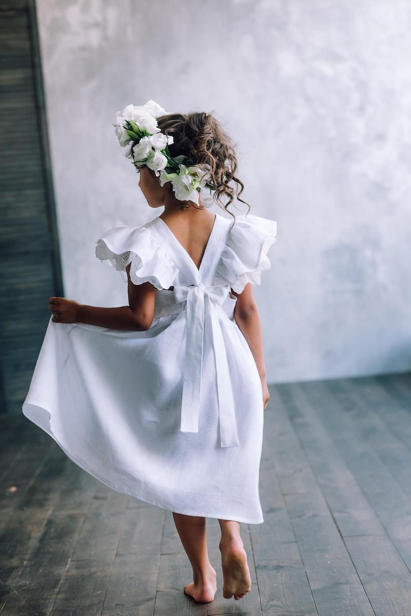 Flutter Sleeve Flower Girl Dress