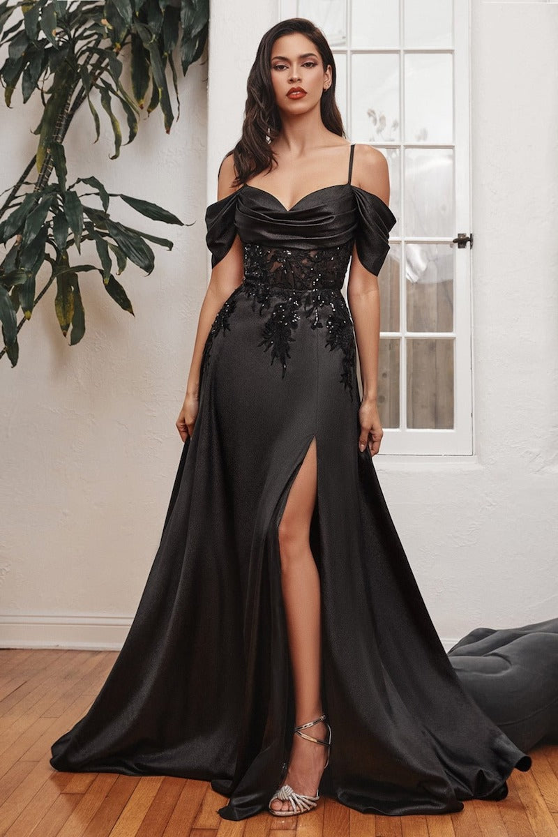 Formal Black Satin Bridesmaid Dress