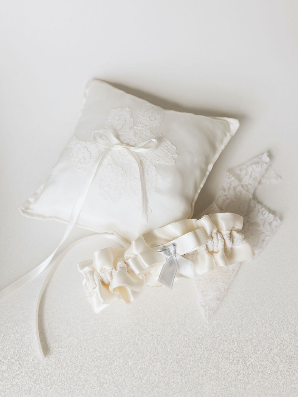 wedding garter and ring pillow handmade from bride's mother's wedding lace purse pouch - handmade heirloom bridal accessories by The Garter Girl