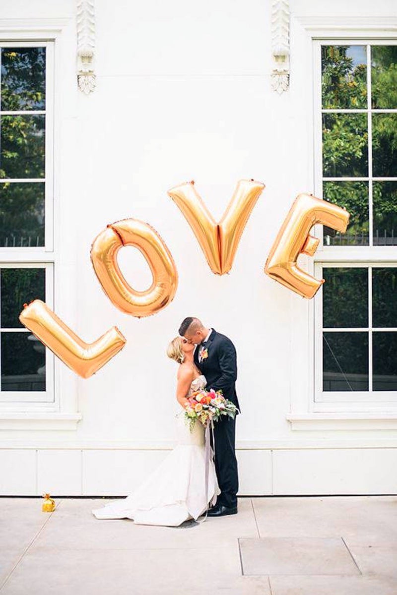 Giant Love Balloons in Gold DIY Wedding Decor