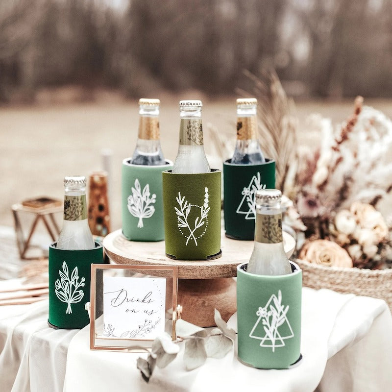 Green Botanical Wedding Cozies