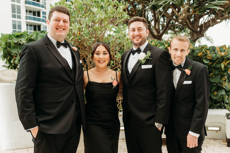 Groom and Bridal Party at Elegant Tropical Wedding