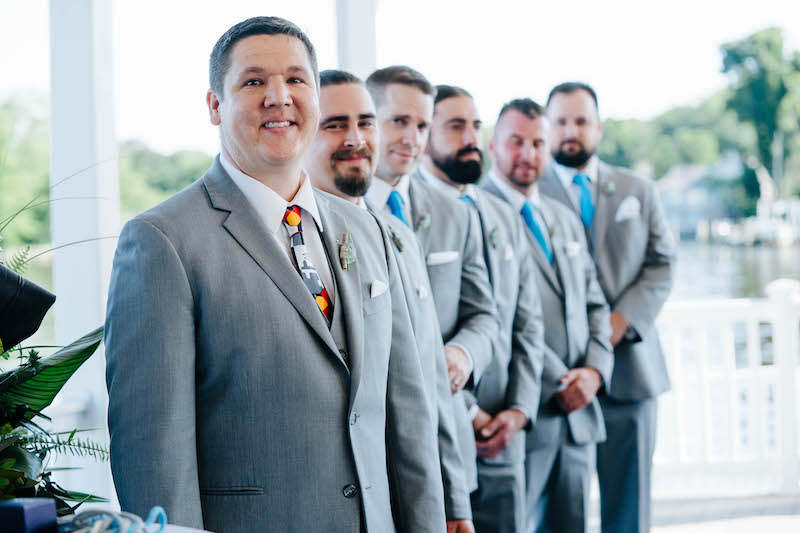 Groom and Groomsmen Lined Up At Ceremony
