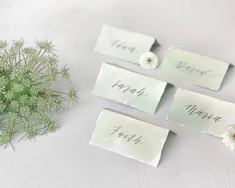 Hand Dyed Sage Green Wedding Placecards