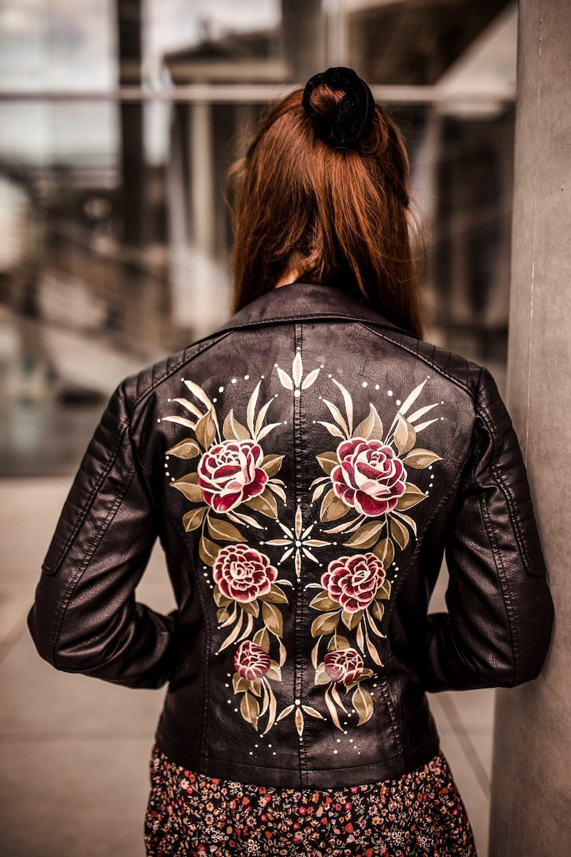 Hand Painted Leather Jacket for the Bride