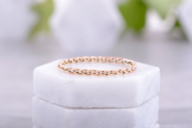 Handmade Braided Wedding Band in Gold Wedding Ring for Her