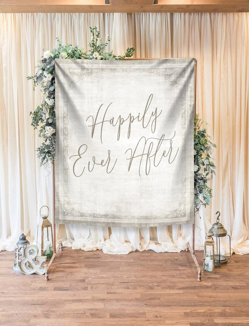 Happily Ever After Wedding Backdrop Sign