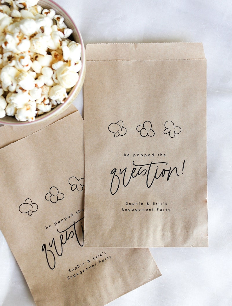 He Popped The Question Engagement Party Popcorn Bags