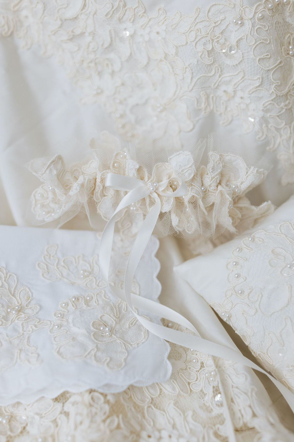 Custom Heirloom Bridal Garter Made From Mom's Wedding Dress