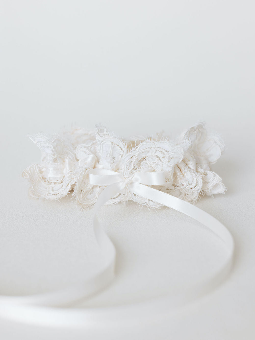 ivory wedding garter handmade with eyelash lace from mom's wedding dress by The Garter Girl