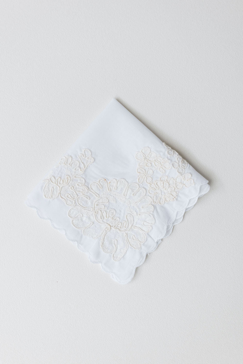 handmade wedding handkerchief in ivory from mom's wedding dress lace handmade by The Garter Girl