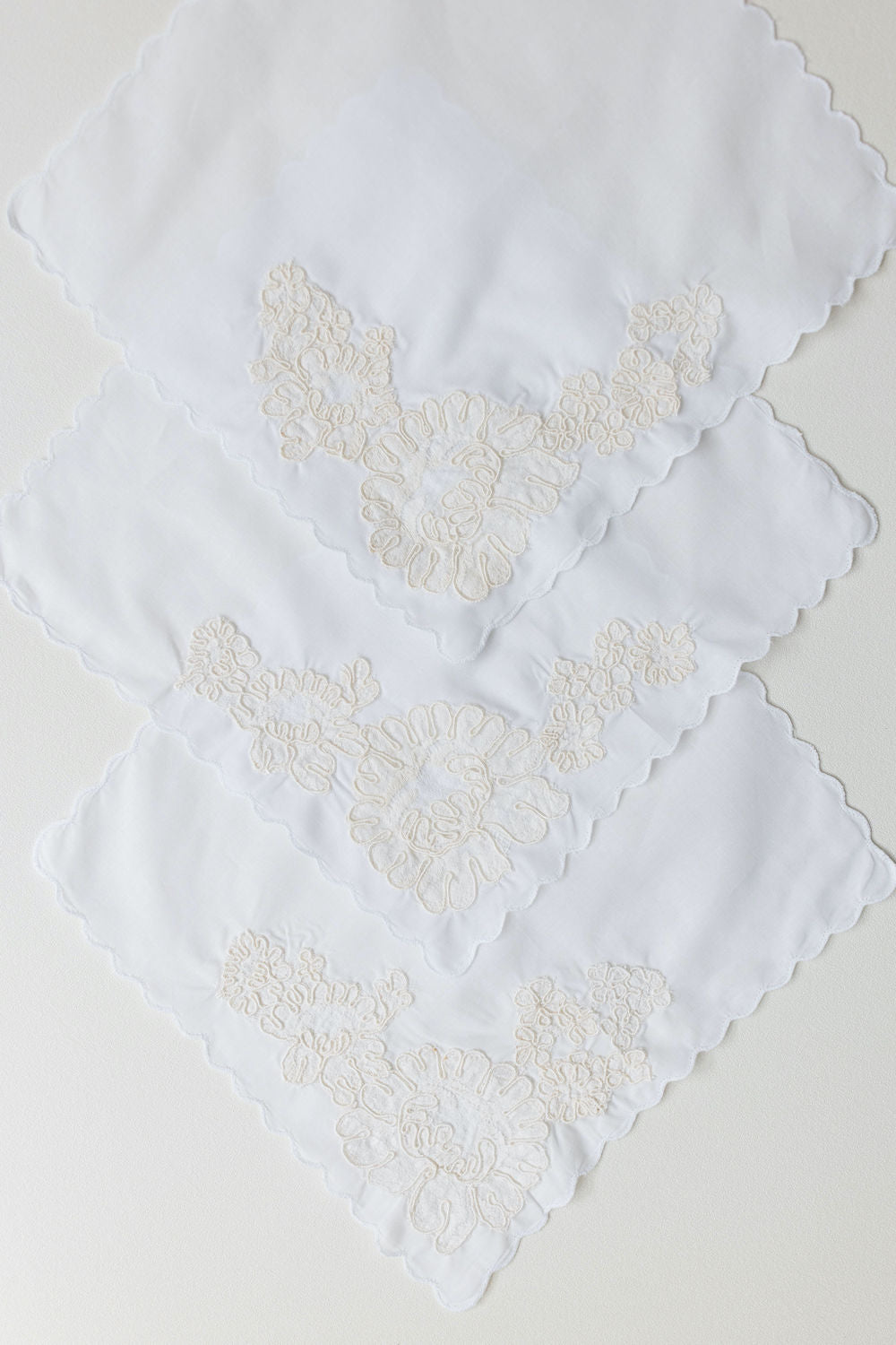 ivory wedding heirloom handkerchief set handmade from mom's wedding dress by The Garter Girl