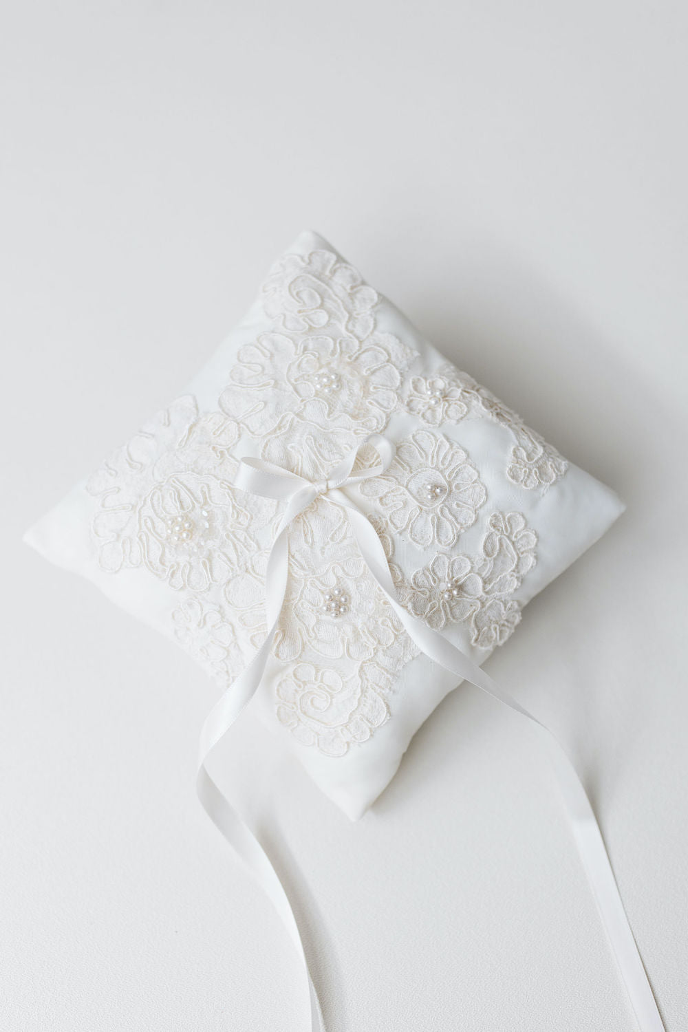 ring bearer pillow in ivory from lace in mom's wedding dress handmade by The Garter Girl