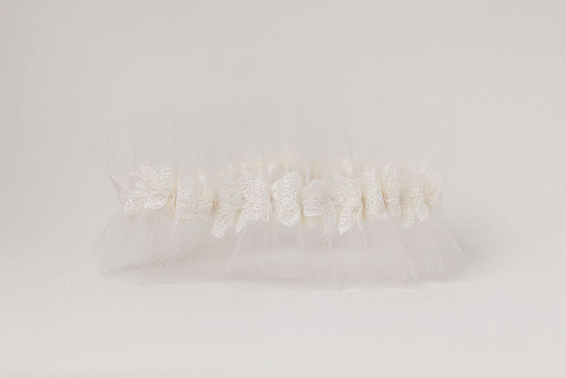 wedding garter made from bride's mother's veil