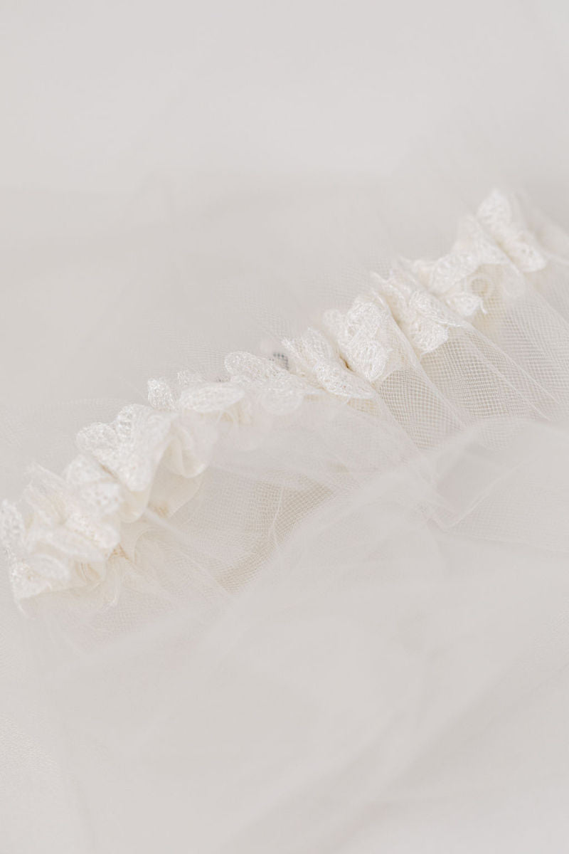 wedding garter made from bride's mother's veil