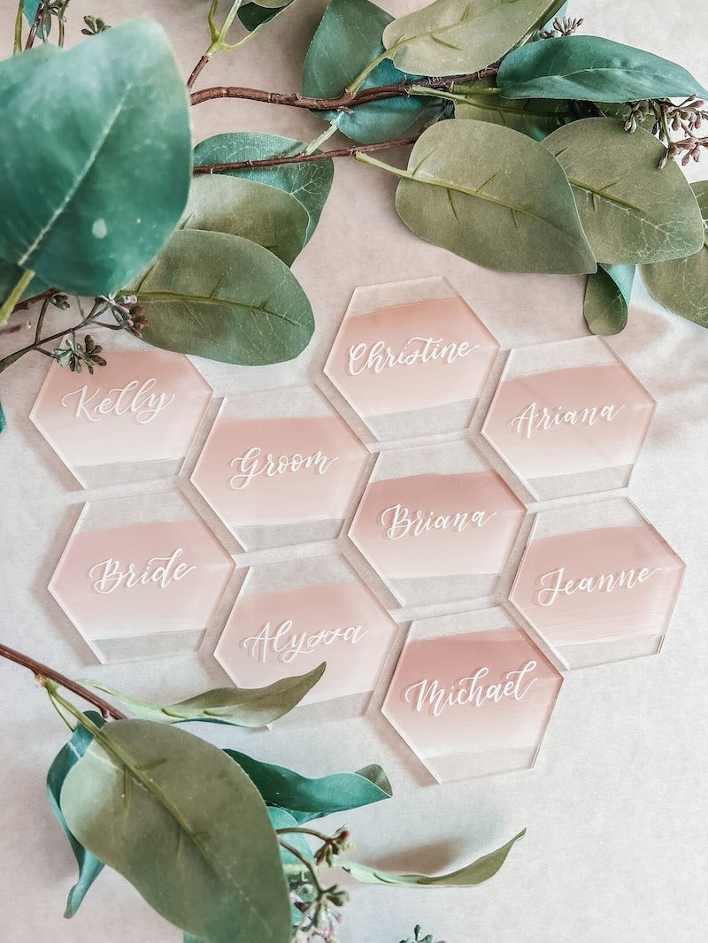 Hexagon Painted Acrylic Place Card