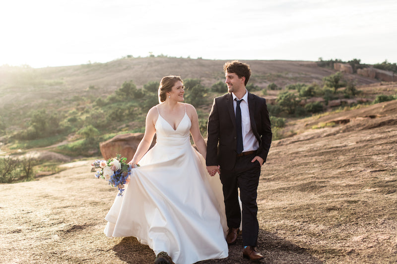 Hiking Bride and Groom Mountainside Wedding Adventure Session