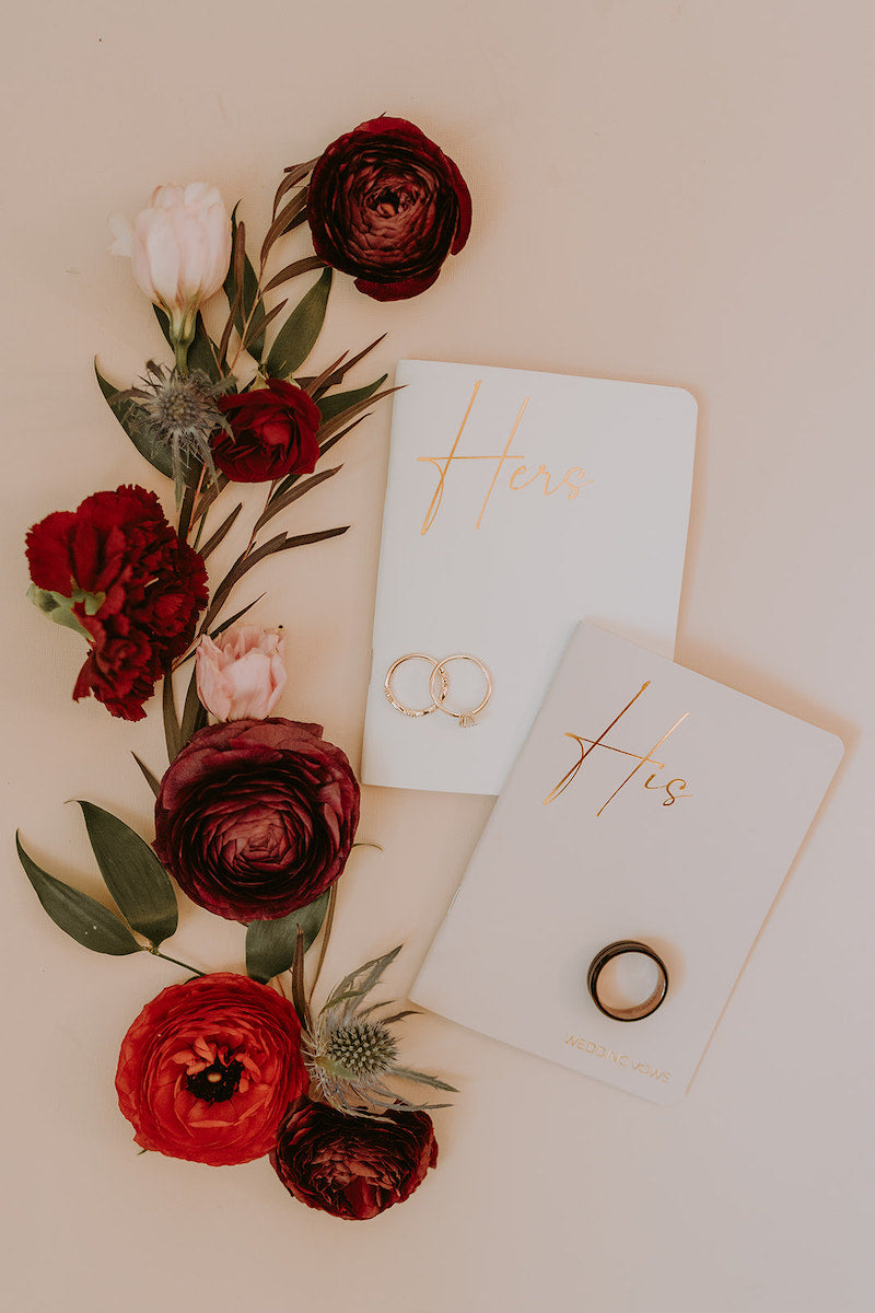 His and Hers Vow Books Fall Wedding