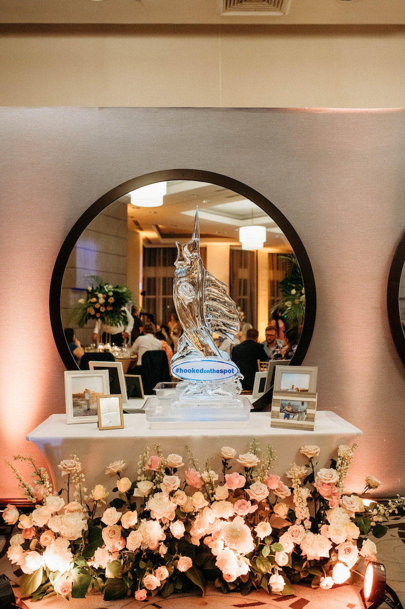 Ice Sculpture at Elegant Tropical Wedding