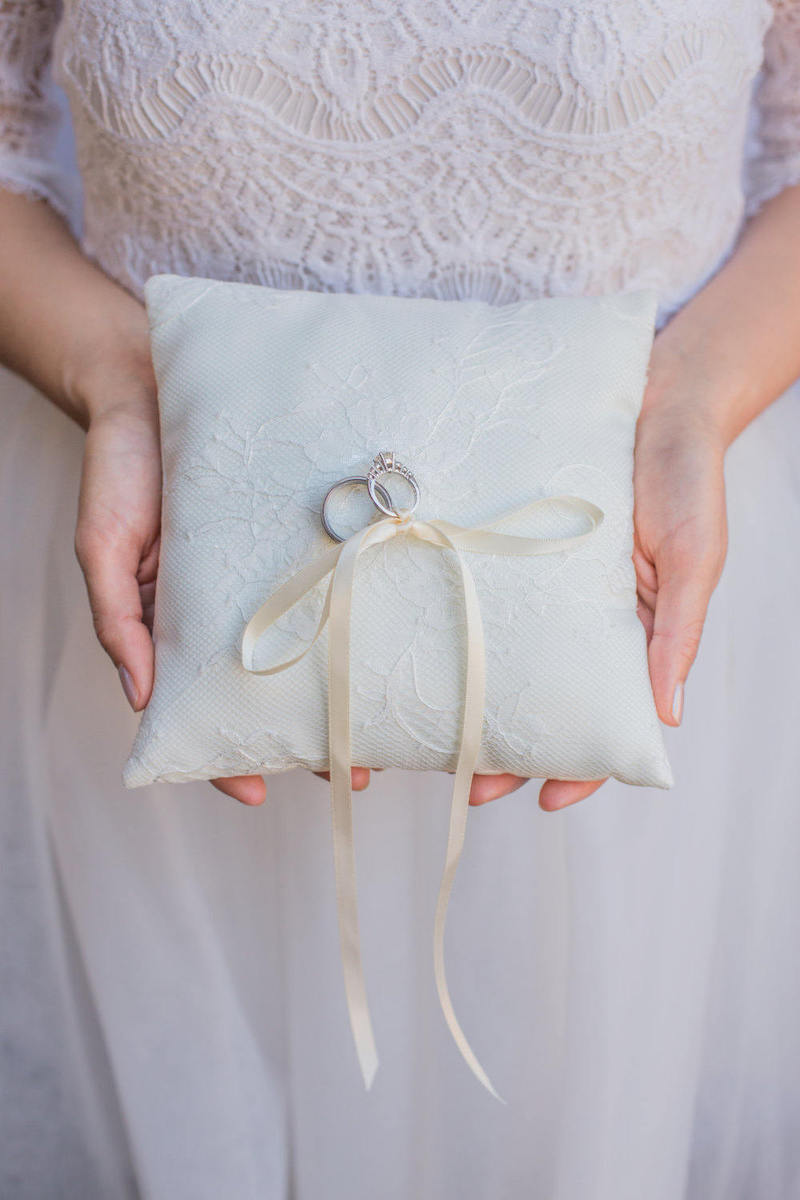 Ivory and French Lace Ring Pillow for Ring Bearer