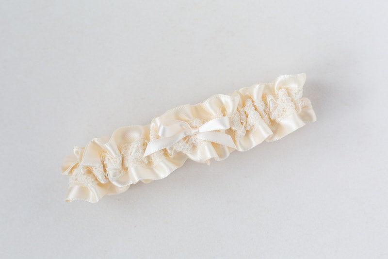 ivory satin and lace wedding garter for the bride 