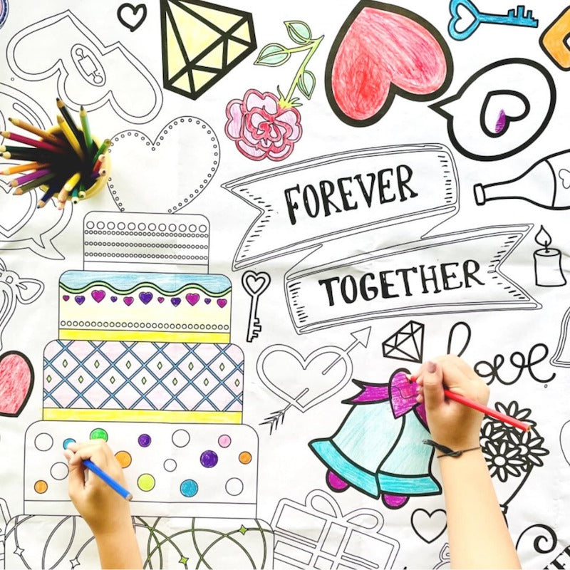 Kids Wedding Coloring Tablecloth
