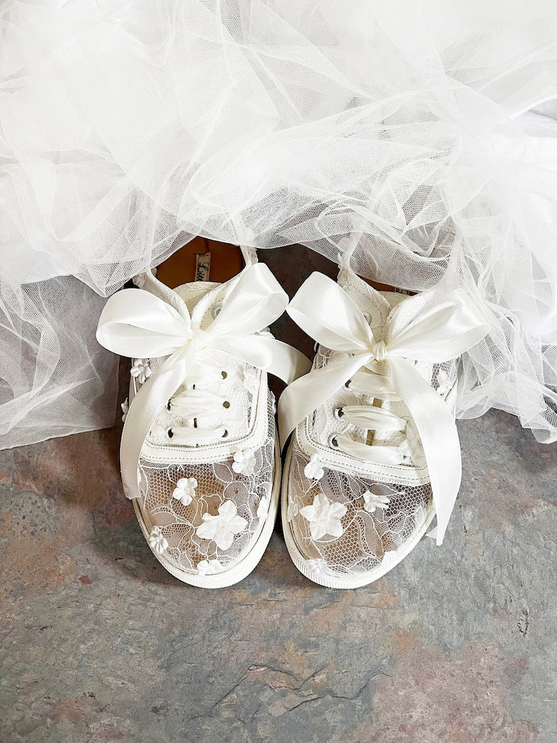 Lace and Ribbon Bridal Sneakers