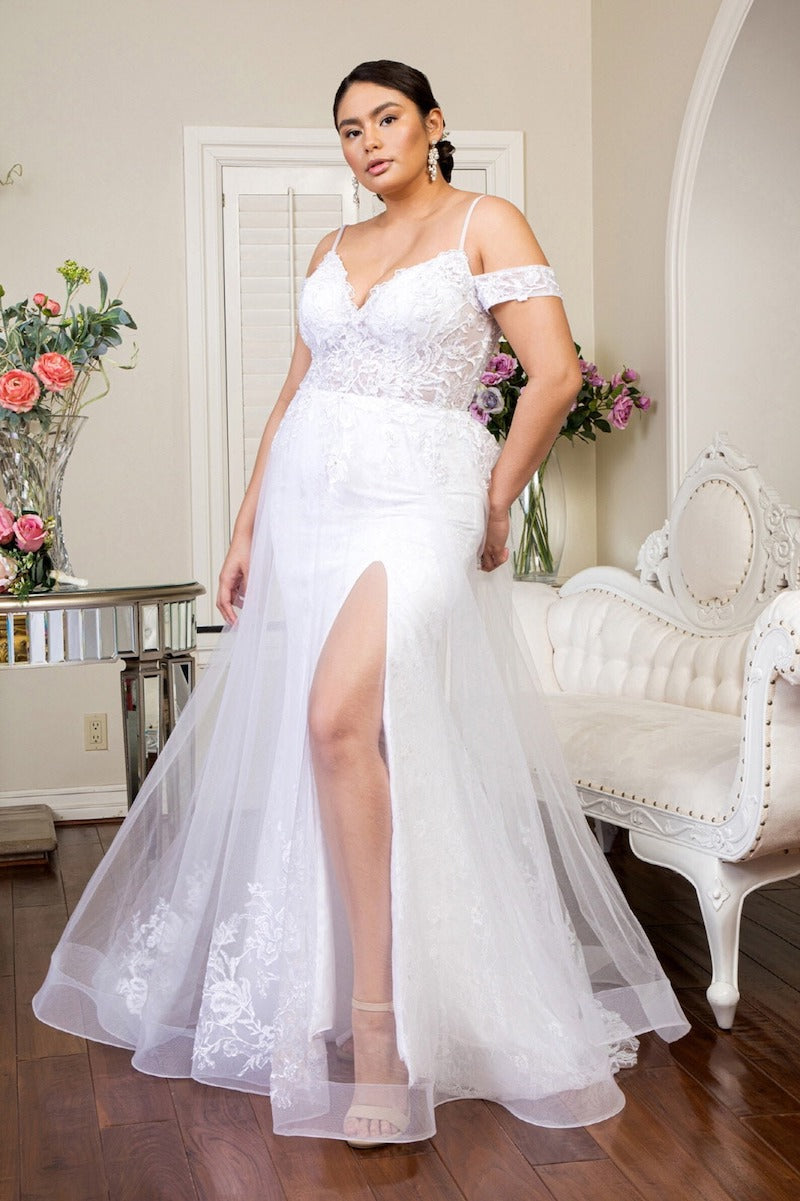 Lace Bodice Plus Size Wedding Dress