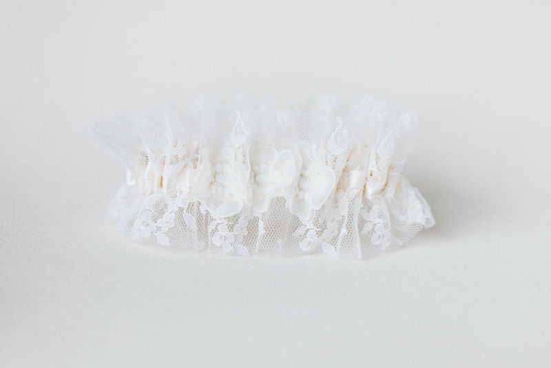 Lace Wedding Garter Made From Mom's Dress and Veil