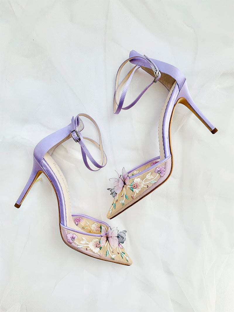 Lavender Butterfly Heels Bridal Shoes Spring Wedding
