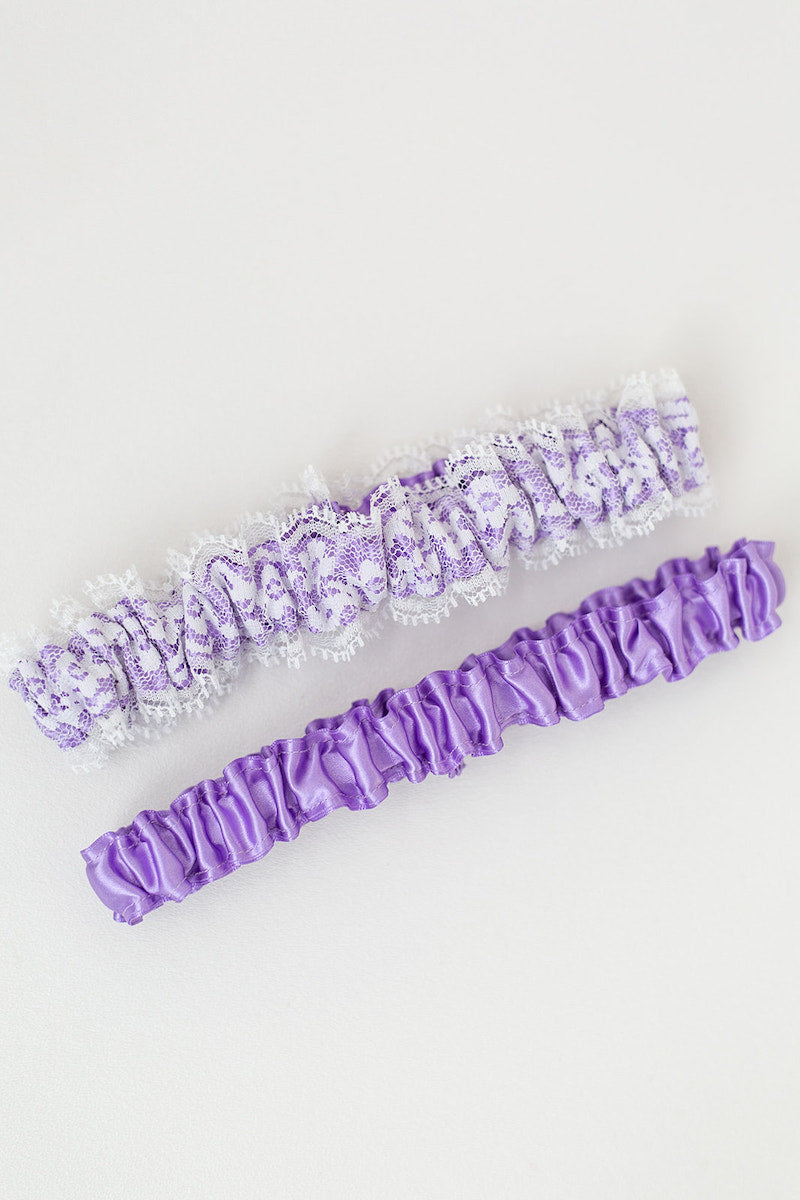 lavender and lace custom wedding garter set