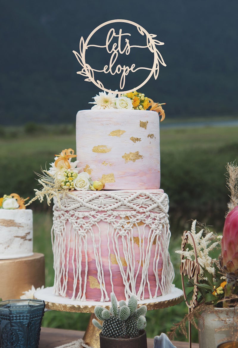 Let's Elope Cake Topper