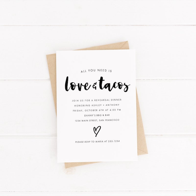 Love and Tacos Rehearsal Dinner Invitation