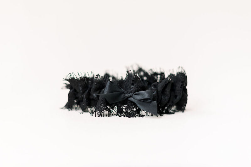 luxury wedding garter heirloom with black eyelash lace from The Garter Girl