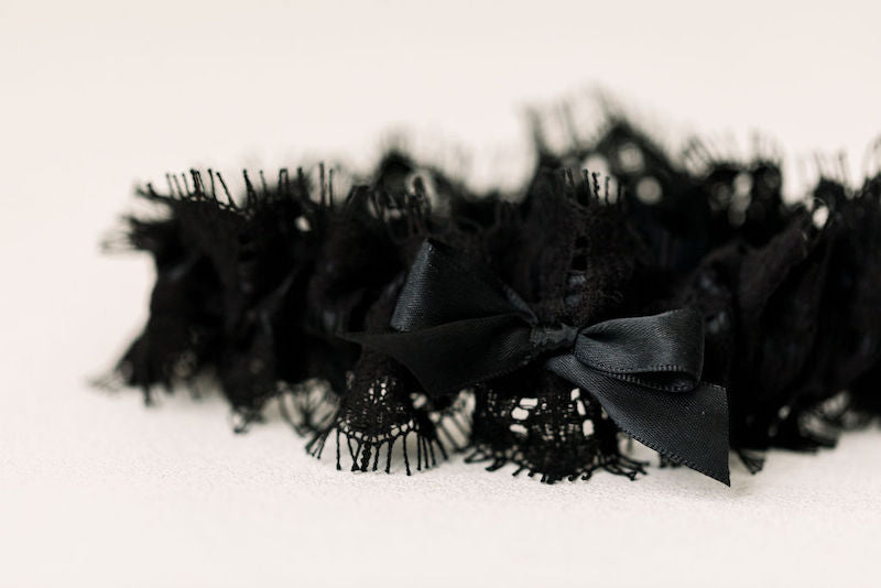 luxury wedding garter heirloom with black eyelash lace from The Garter Girl