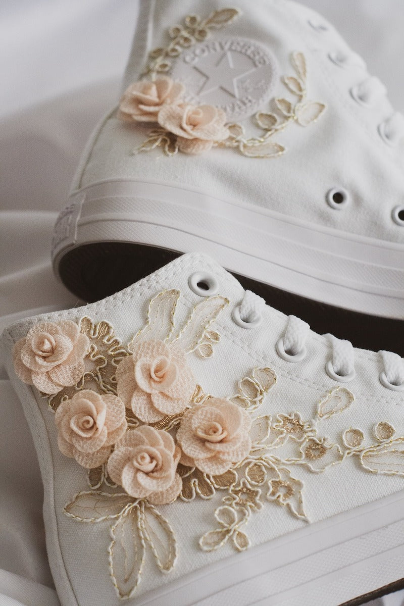 Luxury Embroidered Bridal Converse Sneakers