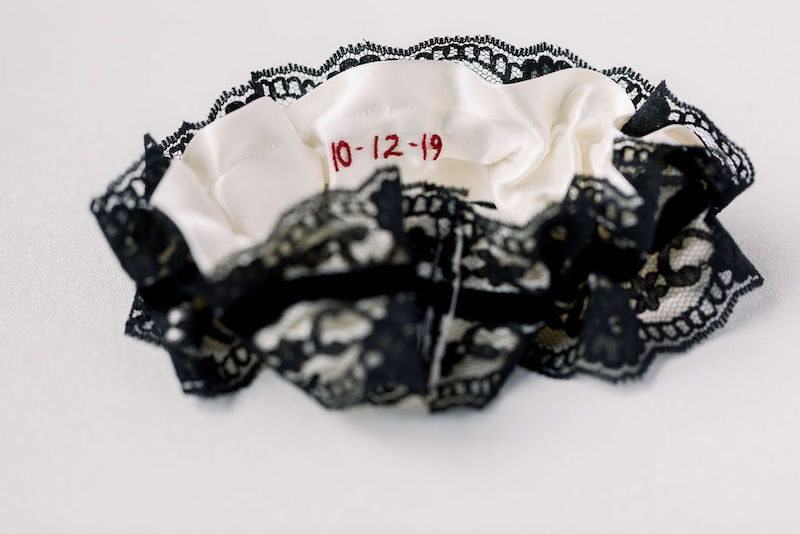 luxury wedding garter set with velvet and lace from The Garter Girl