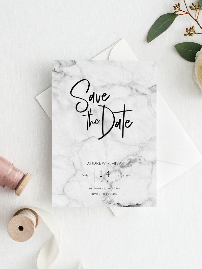Marble Save the Date Card