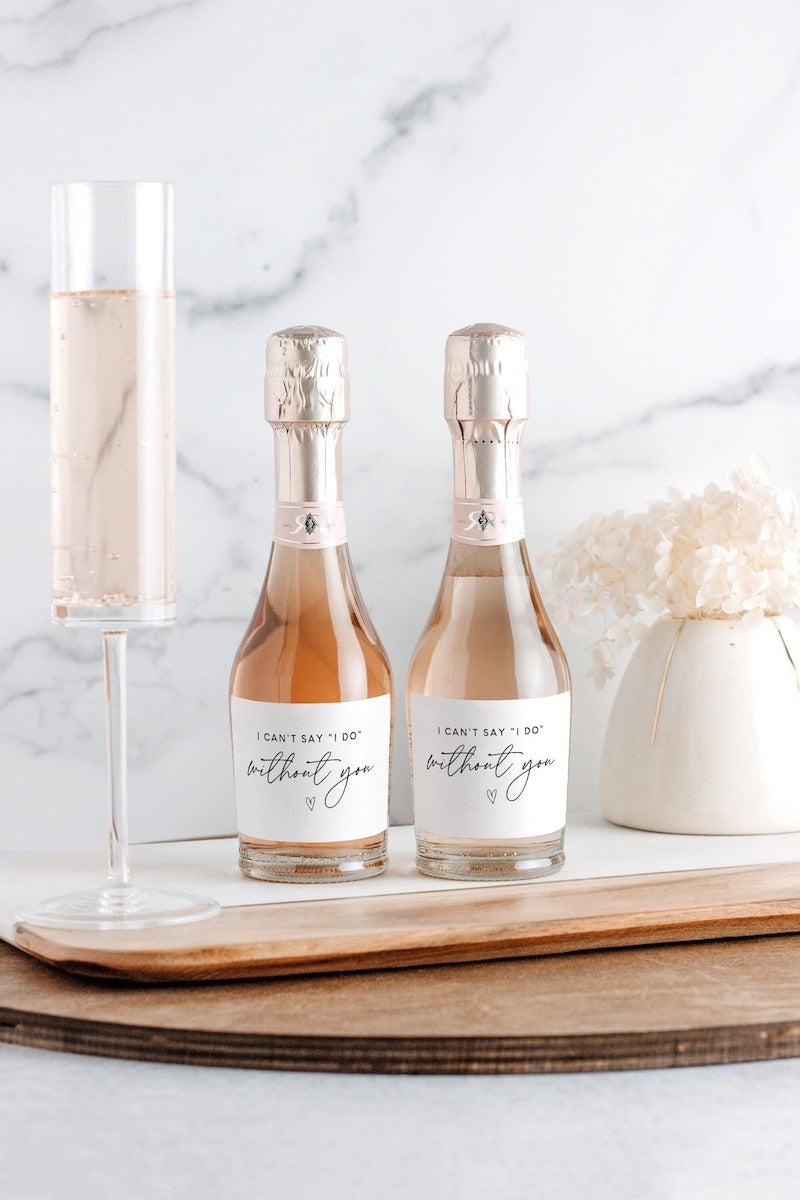 Mini Champagne Bottle Labels for Bridesmaid Proposal