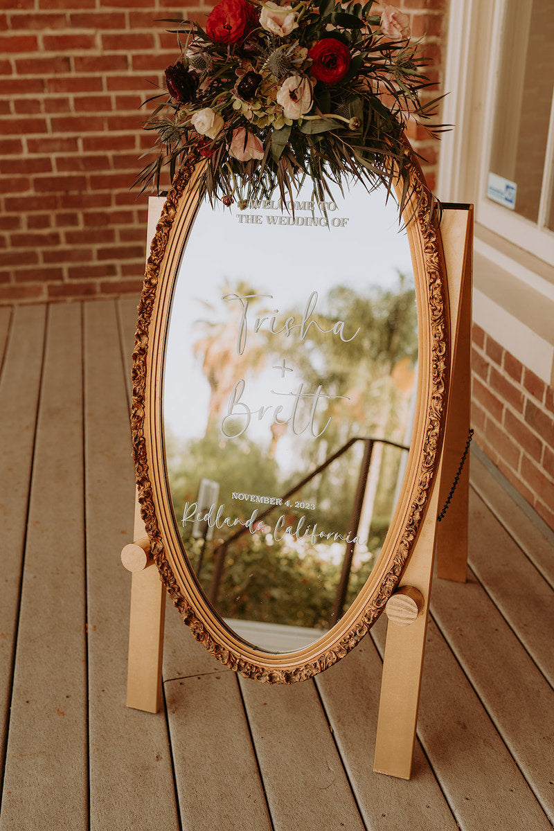 Mirror Wedding Welcome Sign for Fall Wedding