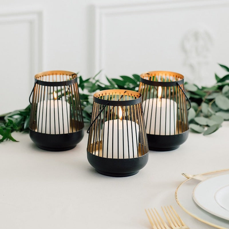 Modern Black and Gold Candle Holders