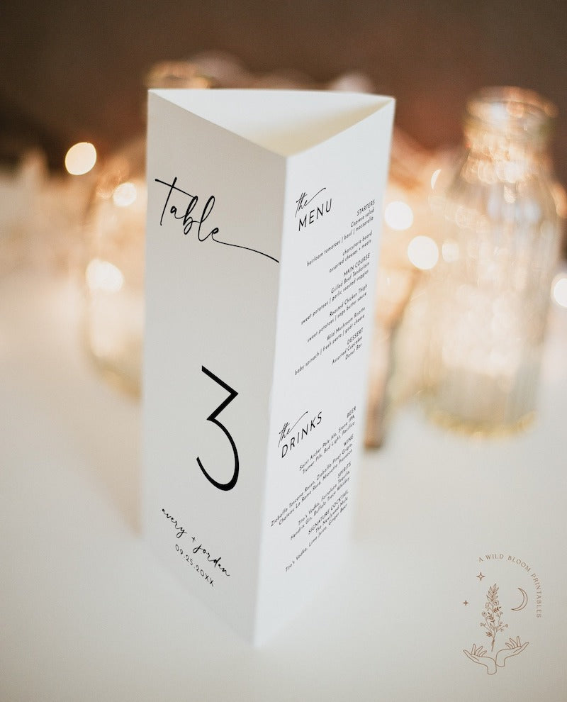 Modern Table Number and Menu Sign