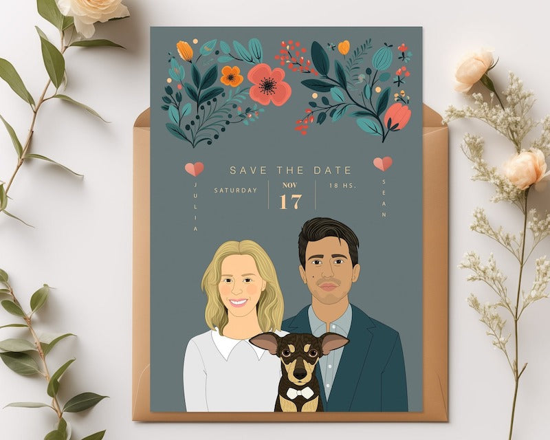Modern Wedding Pet Save The Dates