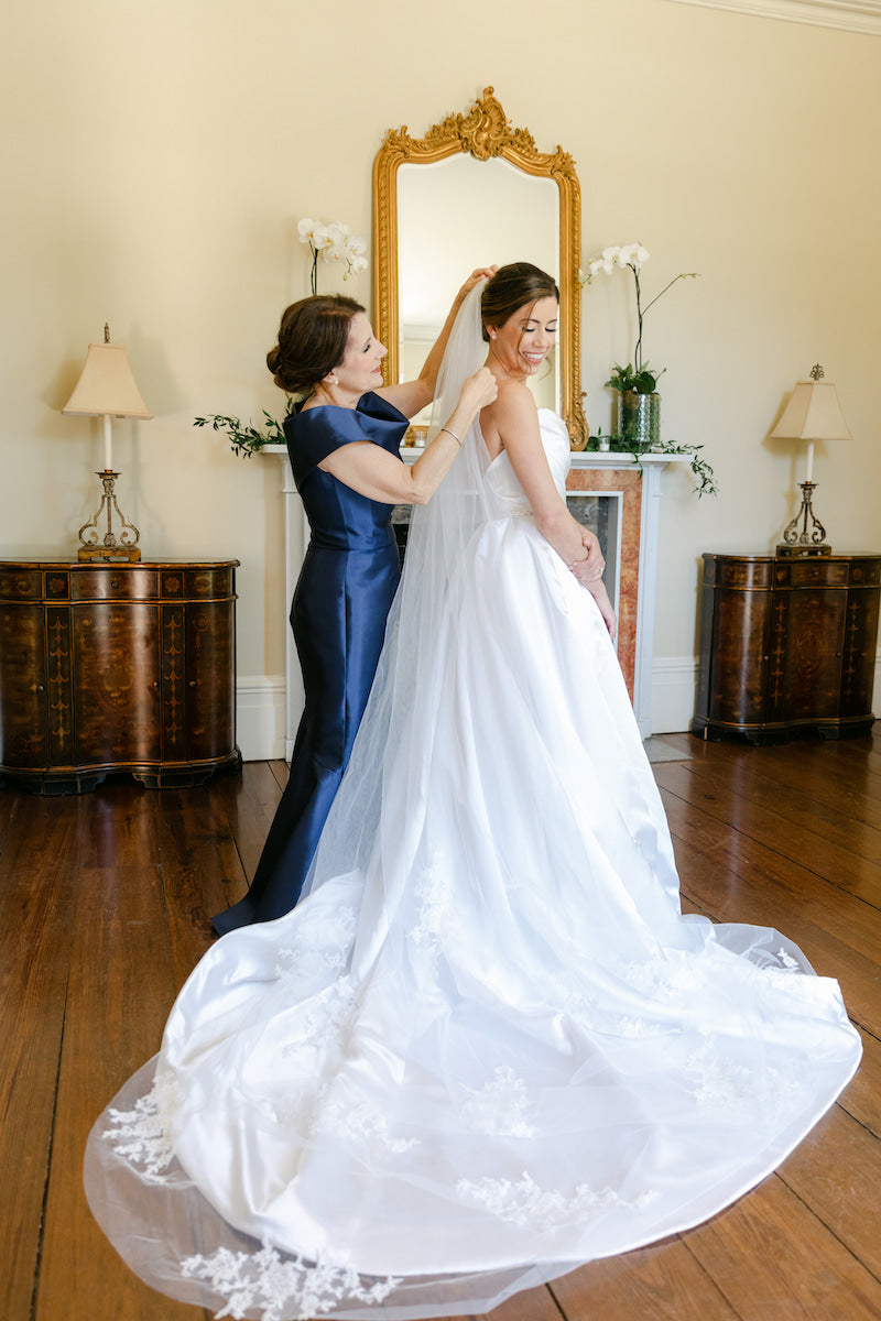 Historic Home Wedding In Georgia Mom Helps Bride Get Dressed