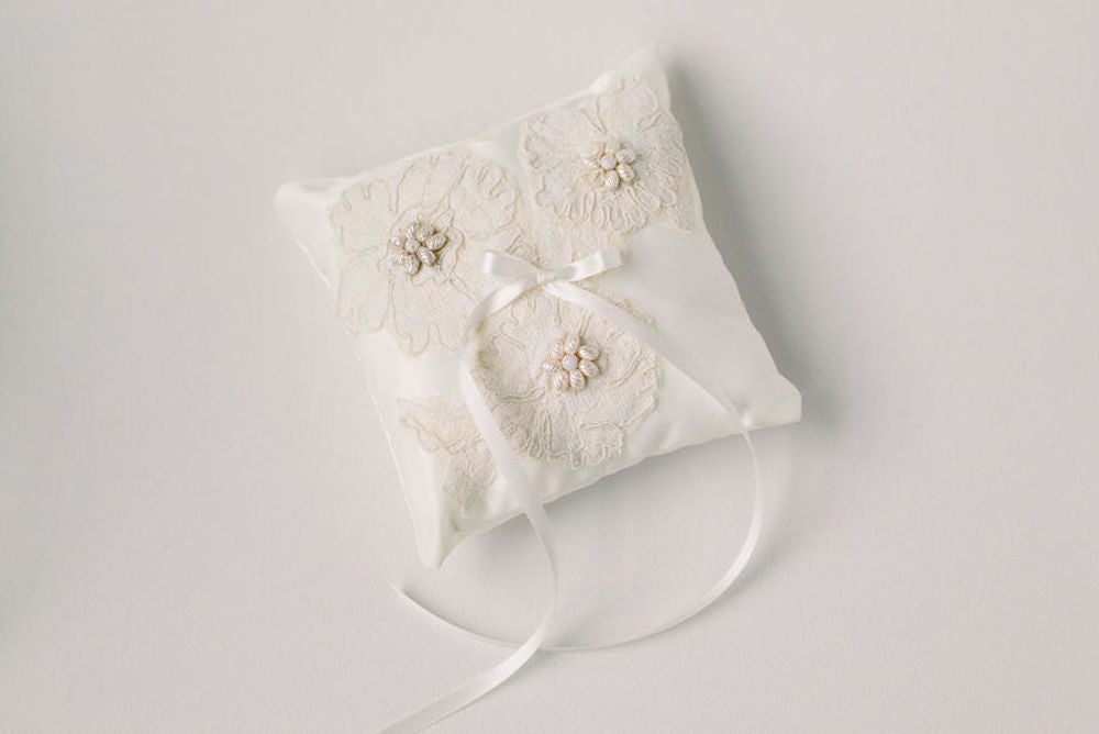 custom wedding garter heirloom and ring pillow made from mother's wedding dress by The Garter Girl