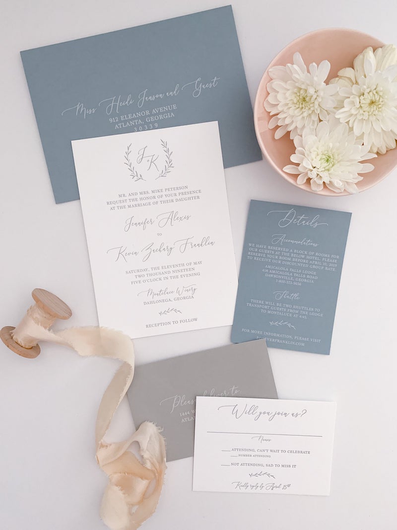 Monogram Letterpress Wedding Invitation Suite