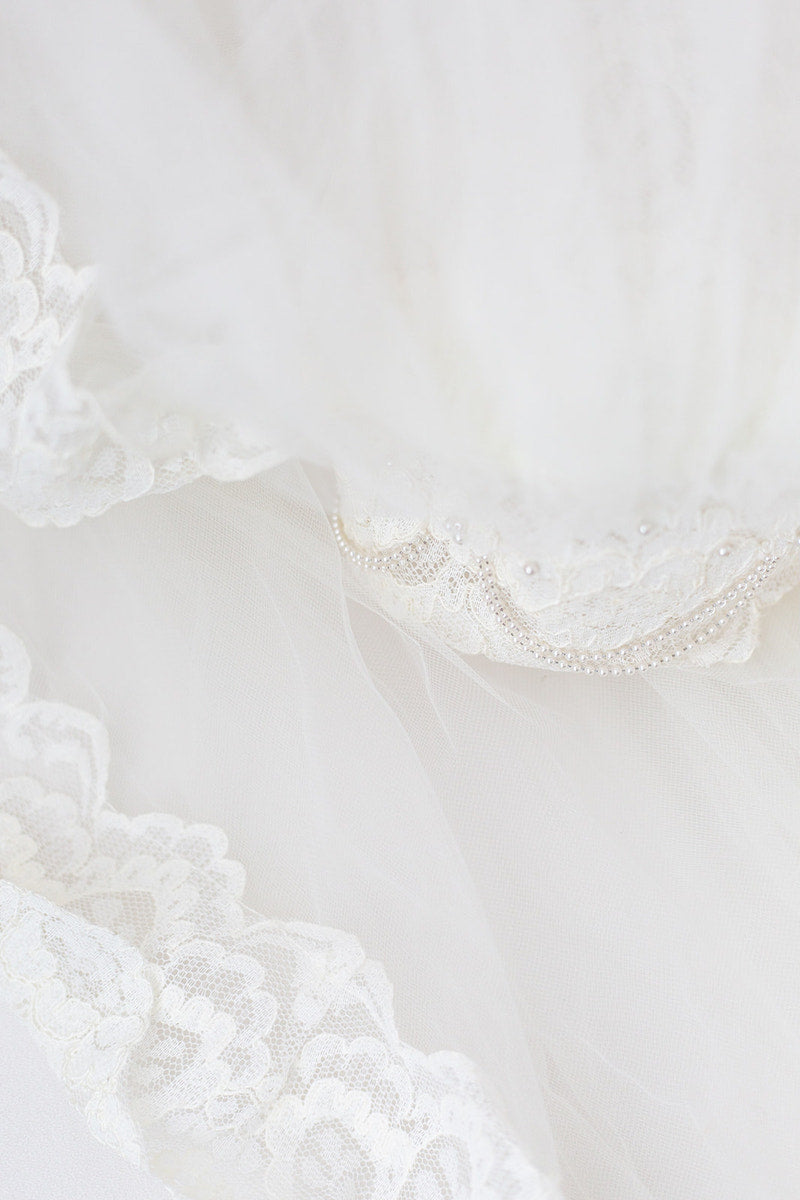 Custom Garter From Mother's Bridal Veil with Tulle & Lace