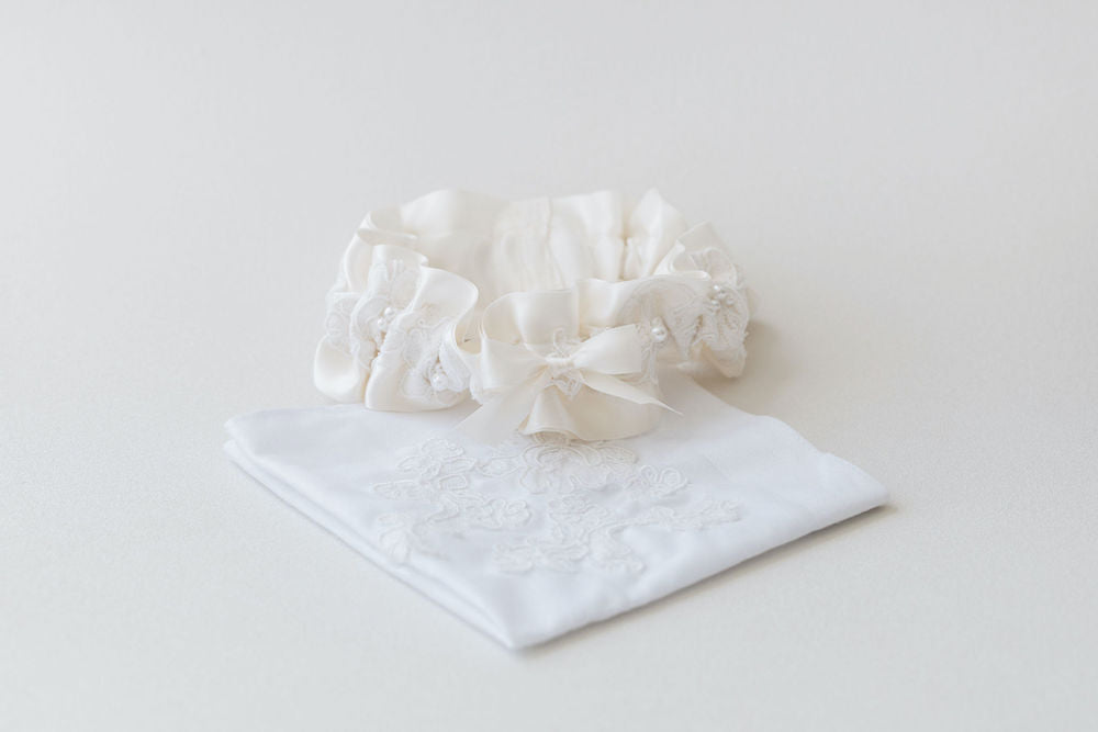 Lace & Pearls Wedding Garter From Mother's Wedding Dress